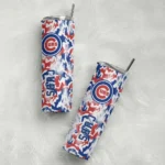 personalized chicago cubs claw marks blue white skinny tumbler best selling 1.webp