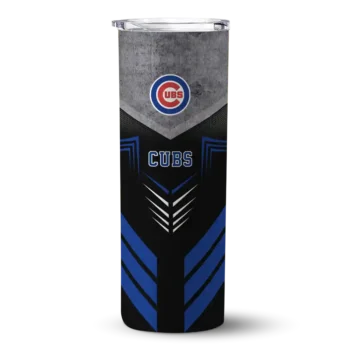 personalized chicago cubs hexagon honeycomb blue black skinny tumbler best selling.webp