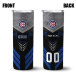 personalized chicago cubs hexagon honeycomb blue black skinny tumbler best selling.webp