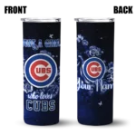 personalized chicago cubs rose romance blue black skinny tumbler best selling.webp