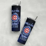 personalized chicago cubs rose romance blue black skinny tumbler best selling.webp