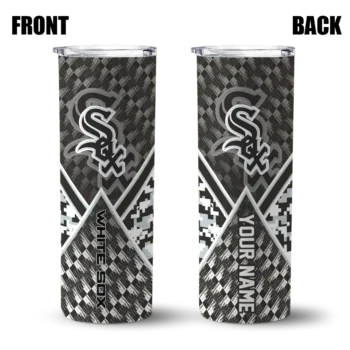 personalized chicago white sox monogram burst black white skinny tumbler fashion forward.webp