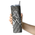 personalized chicago white sox monogram burst black white skinny tumbler best selling 2.webp