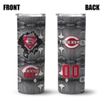 personalized cincinnati reds chevron v red gray skinny tumbler best selling 1.webp