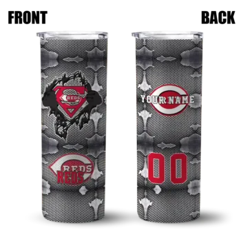 personalized cincinnati reds chevron v red gray skinny tumbler fashion forward.webp
