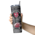 personalized cincinnati reds chevron v red gray skinny tumbler best selling 1.webp