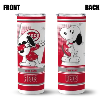 personalized cincinnati reds snoopy dog red white skinny tumbler fashion forward.webp