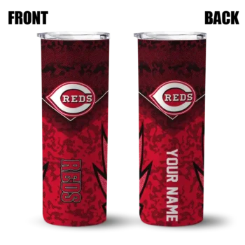 personalized cincinnati reds spiral burst print red skinny tumbler fashion forward.webp