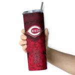 personalized cincinnati reds spiral burst print red skinny tumbler best selling 1.webp