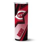 personalized cincinnati reds web stripes red white skinny tumbler best selling.webp