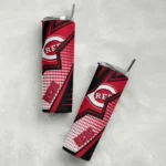 personalized cincinnati reds web stripes red white skinny tumbler best selling.webp