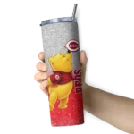 personalized cincinnati reds winnie the pooh red gray skinny tumbler best selling 1.webp