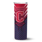 personalized cleveland guardians chevron stripes navy blue skinny tumbler best selling.webp