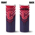 personalized cleveland guardians chevron stripes navy blue skinny tumbler best selling.webp