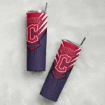 personalized cleveland guardians chevron stripes navy blue skinny tumbler best selling.webp