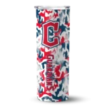 personalized cleveland guardians claw marks navy blue white skinny tumbler best selling.webp
