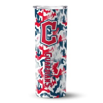 personalized cleveland guardians claw marks navy blue white skinny tumbler best selling.webp