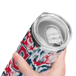 personalized cleveland guardians claw marks navy blue white skinny tumbler best selling.webp