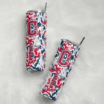personalized cleveland guardians claw marks navy blue white skinny tumbler best selling.webp