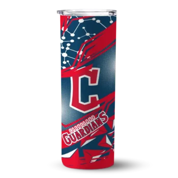 personalized cleveland guardians helmet clash navy blue skinny tumbler best selling.webp