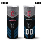 personalized cleveland guardians hexagon honeycomb navy blue black skinny tumbler best selling 3.webp