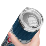 personalized cleveland guardians sparkle drip navy blue skinny tumbler best selling 1.webp