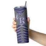 personalized colorado rockies camo texture blue skinny tumbler best selling.webp