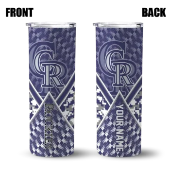 personalized colorado rockies monogram burst blue white skinny tumbler fashion forward.webp