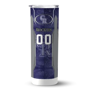 personalized colorado rockies stacked diamond blue skinny tumbler best selling.webp