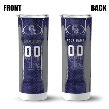 personalized colorado rockies stacked diamond blue skinny tumbler fashion forward.webp