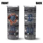 personalized detroit tigers chevron v navy gray skinny tumbler best selling.webp