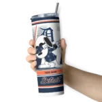 personalized detroit tigers snoopy dog navy white skinny tumbler best selling.webp