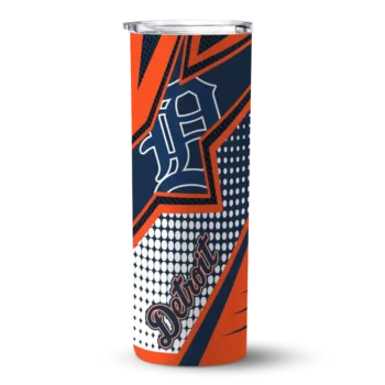 personalized detroit tigers web stripes navy white skinny tumbler best selling.webp