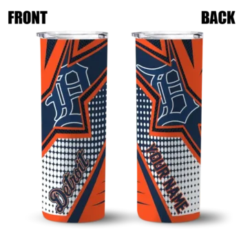 personalized detroit tigers web stripes navy white skinny tumbler fashion forward.webp
