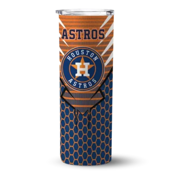 personalized houston astros chevron stripes blue skinny tumbler best selling.webp