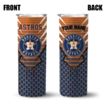 personalized houston astros chevron stripes blue skinny tumbler best selling.webp