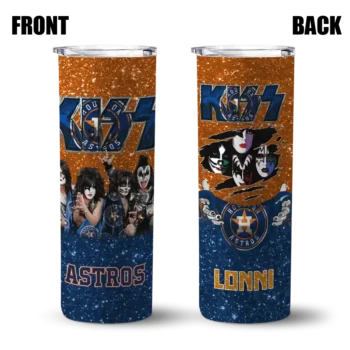 personalized houston astros kiss band orange skinny tumbler fashion forward.webp