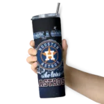personalized houston astros rose romance blue black skinny tumbler best selling.webp