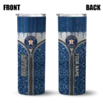 personalized houston astros sparkle drip blue skinny tumbler best selling.webp