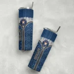 personalized houston astros sparkle drip blue skinny tumbler best selling.webp