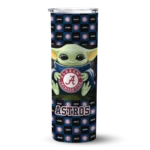 personalized houston astros yoda cozy blue black skinny tumbler best selling.webp