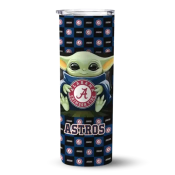 personalized houston astros yoda cozy blue black skinny tumbler best selling.webp