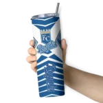 personalized kansas city royals camo texture royal blue skinny tumbler best selling.webp