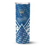 personalized kansas city royals monogram burst royal blue white skinny tumbler best selling.webp