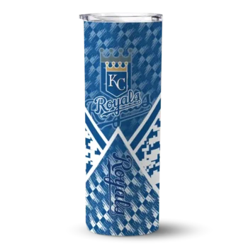 personalized kansas city royals monogram burst royal blue white skinny tumbler best selling.webp