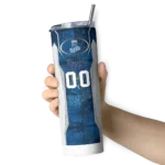 personalized kansas city royals stacked diamond royal blue skinny tumbler best selling.webp