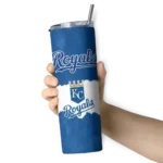 personalized kansas city royals torn band royal blue white skinny tumbler best selling.webp