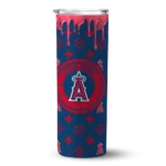 personalized los angeles angels camo streak blue skinny tumbler best selling.webp