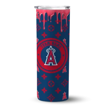 personalized los angeles angels camo streak blue skinny tumbler best selling.webp