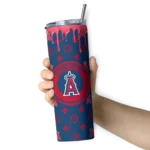 personalized los angeles angels camo streak blue skinny tumbler best selling.webp